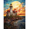 WSLWXSHM Diamond Painting Kits for Adults, Round Full Drill Diamond Art Kits, 5D DIY Paint with Diamonds Crafts for Home Wall Decoration Gifts 12×16Inch Stained Glass Lighthouse