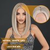 SENHORAS Ash Blonde Bob Wig Platinum Blonde Bob Wigs for Women 14 inch Mid Part Lace Wig Natural-Looking Synthetic Hair Wigs for Daily Party Cosplay Costume