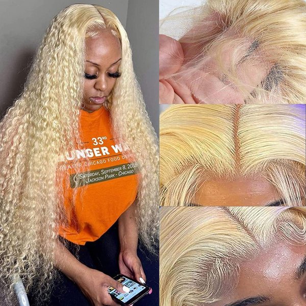 613 Lace Front Wig Human Hair, Blonde Lace Front Wigs Human Hair, 613 Deep Wave Lace Front Wig Human Hair 150% Density, 13x4x1 T Middle Part Lace Wig Human Hair Pre Plucked with Baby Hair for Women