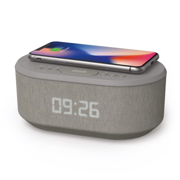 i-box Alarm Clock Radio with Wireless Charging, Bluetooth Speakers, USB Port, Dimmable Night Light