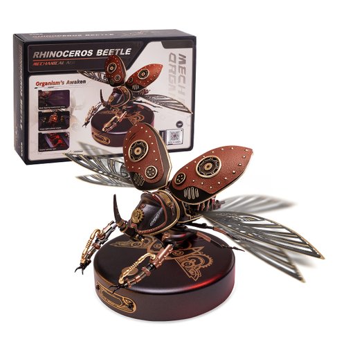 Gift for Teen Boys/Men/Hobbyist, Birthday Gift Idea, ROBOTIME MI01 Plastic Model Kit, 156 Pieces Mechanical 3D Puzzles, Rhinoceros Beetle Model Building Kits