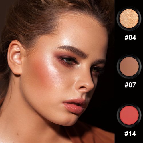3 Pcs Cream Contour Stick Makeup Kit, Shades with Highlighter Stick, Blush Stick and Bronzer Contour Stick for Sculpt the Cheeks, Waterproof (Medium,#04+#07+#14)