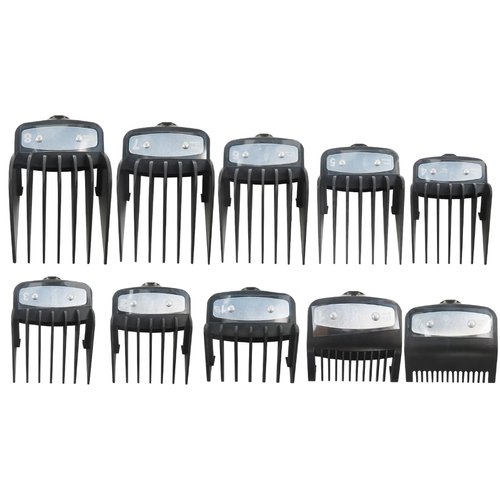 Upgraded Professional Hair Clipper Guards Guides 10 Pcs Coded Cutting Guides #3170-400- 1/16” to 1” for All Wahl Clippers, For Taper 2000/ Super Taper/Pro Basic/ 5 Star Balding (Black-10 pcs)