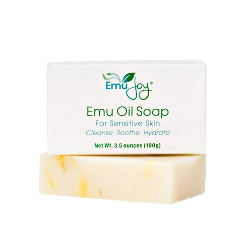 Emu Oil Soap for Sensitive Skin - Stocking Stuffer for Women Gentle Cleanser for Dry Irritated Skin Due to Eczema Psoriasis Dermatitis Lichen Sclerosus TSW Red Skin Syndrome
