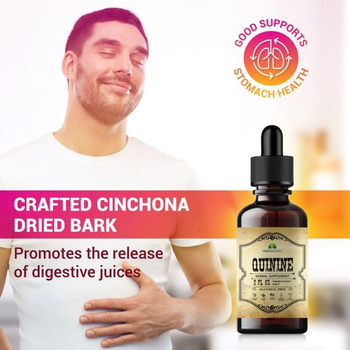 HERBALICIOUS Quinine Liquid Extract 2oz - Cinchona Officinalis Bark Herbal Supplement for Leg Cramping Relief, Cramp Defense and Overall Digestive Health - All-Natural Quinine, Boosting Immune System