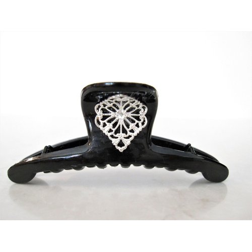 Generic Black filigree or celtic knot design hair claw clip for fine, thin hair (Pattern: Plain), 1 Count (Pack of 1)