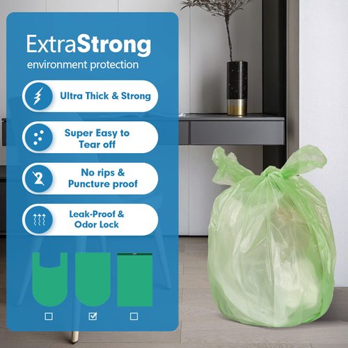 110 Counts Aklyaiap Small Trash Bags Biodegradable, Extra Thick & Strong 4 Gallon Trash Bag Green, Unscented Small Garbage Bags, Easy Tearing Waste Basket Liners for Kitchen, Bathroom, Bedroom, Office