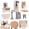 Toyvian 8pcs Dollhouse Bathroom Set: 1 12 Scale Dollhouse Toilet Bathtub Basin Wooden Bathroom Cabinet with Sink Miniature Furniture for Doll Bathroom Accessories