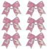 Metallic Sequin and Holographic 8 Inch Cheer Bow Cheerleader Cheerleading Jumbo Cheer Bow Hair Tie(Pink Sequin)
