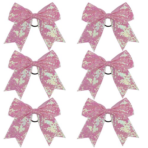 Metallic Sequin and Holographic 8 Inch Cheer Bow Cheerleader Cheerleading Jumbo Cheer Bow Hair Ti...