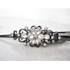 Dark silver alligator hair claw clips with flowers and crystals (Primary color: Gray)