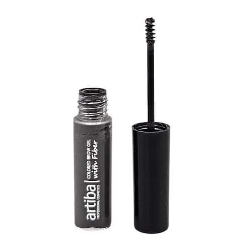 Artiba® Colored Brow Gel with Fiber MADE IN USA - Fuller Brow instantly, Fills in sparse brows, Covers gray hairs and Long-lasting, Waterproof, Smudge proof, Cruelty Free (Soft Black)
