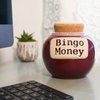 White Elephant Gifts for Adults, for Women, Men, Red Ceramic Bingo Money Jar Piggy Bank, Kitchen Home Decor, Funny Coin Jar, Mom Grandma Dad Boyfriend Gift