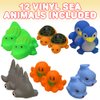 ArtCreativity Vinyl Sea Animals, Pack of 12 Assorted Squeezable Toys, Aquatic Birthday Party Favors for Kids, Fun Bath Tub and Pool Toys for Children, Educational Learning Aids for Boys and Girls