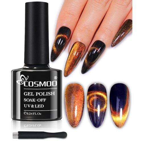 COSMOO 9D Cat Eye Gel Nail Polish, Magnetic Gel Nail Polish with Double Magic Colors Cat Eye Effe...