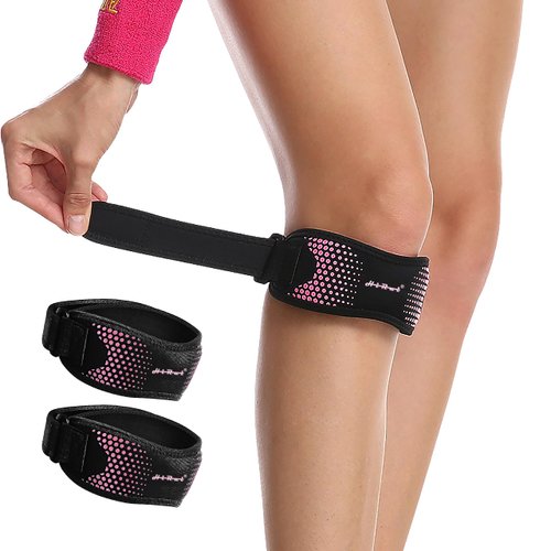 HiRui 2 Pack Patella Tendon Knee Straps, Knee Brace Knee Support Patellar Stabilizer for Running Hiking Tennis Jumping Arthritis Tendonitis Pain Relief-Adjustable (Gray)