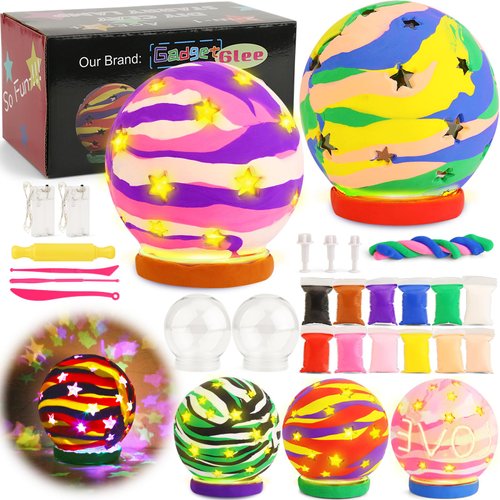 2 Set Clay Craft Kits for Kids Ages 8-12 4-8, Girls Arts and Crafts Kit Family Craft Projects, Make Your Own Air Dry Clay Lantern Kits, Girl Presents 6 7 8 9 10 11 12 Year Old Creative Art Activities