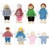 PUCKWAY Lovely Family Dollhouse Dolls Set of 8 Wooden Figures, Kids Girls Happy Playset Characters Accessories for Children Pretend Gift