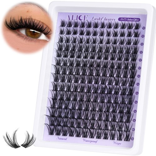 Lash Clusters Wispy Eyelash Extensions 168pcs Fluffy Individual Lashes 10-18mm Waterproof Natural DIY Lash Extensions Cluster Eyelash Extensions by ALICE