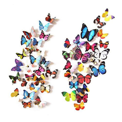 eoorau 80pcs Butterfly Wall Decor - 3D Butterflies Wall Decals Removable Reusable Mural Wall Stickers for Home Room Bedroom Nursery Party Decorations