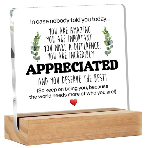 Inspirational Gift Ideas - Thank You Gifts for Women Men Friends - Appreciation Gifts for Coworker - Motivational Quote Clear Desk Sign Decor Home Office Desk Decor (4 x 4 Inches)