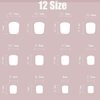 Ombre Press on Nails Short Square Fake Nails French Tip False Nails with Designs White Pink Gradient Glue on Nails Glossy Acrylic Stick on Nails Nude Artificial Nails for Women Manicure 24Pcs