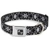 Buckle-Down Seatbelt Buckle Dog Collar - Floral Collage Black/Gray/White - 1" Wide - Fits 11-17" Neck - Medium