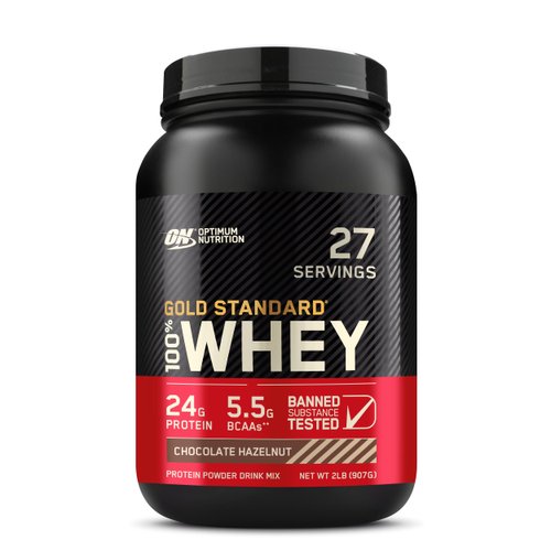 Optimum Nutrition Gold Standard 100% Whey Protein Powder, Chocolate Hazelnut, 2 Pound (Pack of 1) (Packaging May Vary)