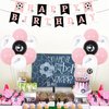 kreat4joy Soccer Birthday Decorations for Girls, Pink Soccer Happy Birthday Decorations Backdrop Banner Cake Cupcake Toppers Balloons for Girl Sports Football Theme Birthday Party Supplies