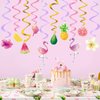 WERNNSAI 20PCS Flamingo Hanging Swirl Decorations Tropical Hawaiian Luau Party Ceiling Streamers Pink Ceiling Hanging Swirl Pool Beach Supplies for Girls Birthday Baby Shower Party Decorations
