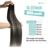 YoungSee Weft Extensions Human Hair Black Ombre Sew in Hair Extensions Black Ombre Silver Balayage Weft Hair Extensions Real Human Hair Ombre Black Hair Wefts Human Hair Sew in 20Inch 100G