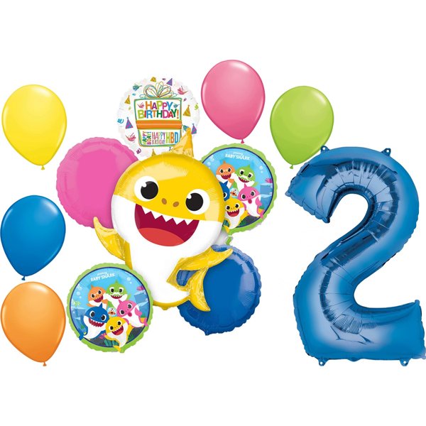 Anagram Baby Shark Boy 2nd Birthday Party Supplies Balloon Bouquet Decorations