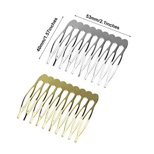30pcs 10 Teeth Hair Combs Metal Wedding Veil Hair Combs Pins Clips for DIY Jewelry Making Crafts