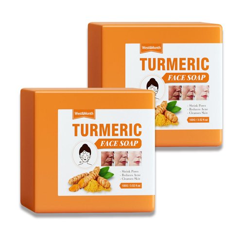 WENJLYJ 2PCS Turmeric Soap Bar for Face & Body,Turmeric Face Wash Soap
