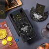 Wooden Tarot Card Case and Wooden Tarot Card Stand Holder, Tarot Cards Box Fortune Telling Trinket Keepsake Box with Pendulum Board Moon Shape Tarot Card Altar Display Stand for Witch (Stylish Style)
