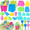 KUBUSFLY Beach Toys for Toddlers, Sand Castle Toys with 3 Sand Bucket, 6 Sand Shovels, Mesh Bag & Sand Molds Travel Sand Toys for Beach Sandbox Toys for Toddlers Kids Baby Boys Girls Age 3-10
