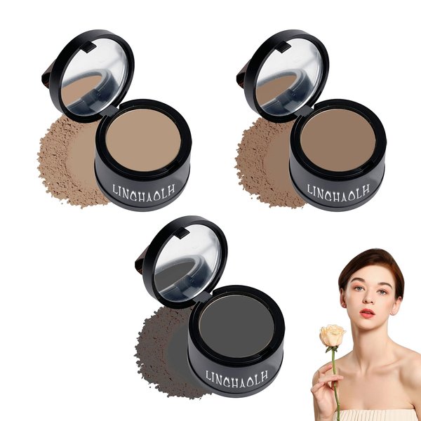 Instantly Hairline Powder,Root Touch Up Hairline Shadow Powder,Gray Hair Coverage Touch Up Hair Powder for Women & Men-Dark Brown,Light Brown,Black