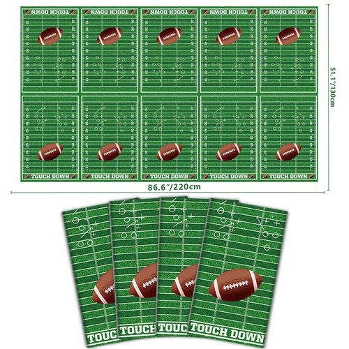 Inspireyee Football Tablecloths, 4 Pack Football Table Cover, Rectangular Game Day Table Cover Football Field for Footbal Decorations, Tailgate Football Party, Football Party (Football-2-zb)