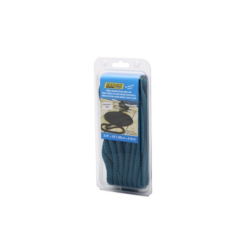 Seachoice Double-Braid Nylon Dock Line w/Eye Splice, Pre-Shrunk, Heat Stabilized, 3/8 in. X 15 Ft., Teal Green