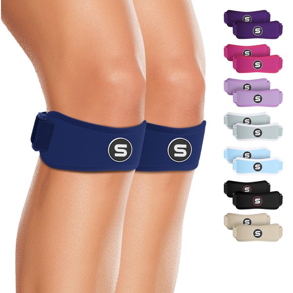 Sleeve Stars Patellar Tendon Support Strap Osgood Schlatter Knee Brace for Youth, Women & Men, Swedish Brand Patella Knee Strap for Arthritis & Pain, Kids Knee Brace w/ 3 Lengths (Pair/Navy Blue)