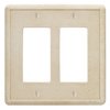 Questech Decor Double Rocker Light Switch Cover, 2-Gang Electrical Wall Plate, Double Switch Decorator Standard Size GFCI Receptacle Cover, Decorative Wall Plate Tumbled Texture, Travertine