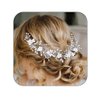 Casdre Flower Bride Wedding Headpiece Silver Crystal Bridal Headband Pearl Hair Accessories for Women and Girls