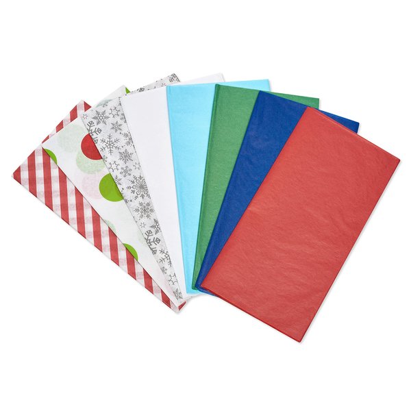 American Greetings 200 Sheets 20 in. x 20 in. Bulk Tissue Paper (Winter Assortment) for Christmas, Hanukkah and All Holidays