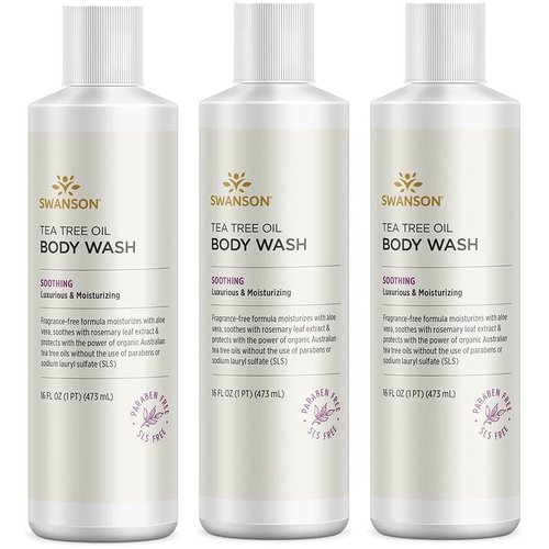Swanson Tea Tree Oil Body Wash 16 fl Ounce (1 pt) (473 ml) Liquid (3 Pack)