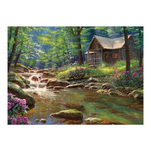 Cobble Hill 1000 Piece Puzzle - Fishing Cabin - Sample Poster Included