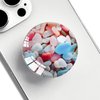 Ksadiye Phone Grip with Expanding Kickstand,Cell Phone Collapsible Stand Pink Blue White Stone Design for Smartphones
