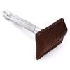 Parker Genuine Leather Double Edge Safety Razor Protective Sheath/Travel Cover (Saddle Brown)