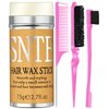 Hair Grooming Kit: Wax Stick for Flyaways, Slick Back Brush, Rat Tail Comb, Bristle Brush Set - Tames Frizz & Controls Baby Hair