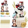 22 PCS Farm Cake Topper Cow Horse Farm Tractor Cake Decorations for Baby Shower Cow Themed Girls Boys Birthday Party Decorations Supplies (Tractor Farm)