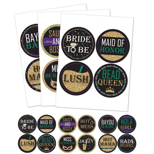 Big Dot of Happiness Nola Bride Squad - New Orleans Bachelorette Party Funny Name Tags - Party Badges Sticker Set of 12